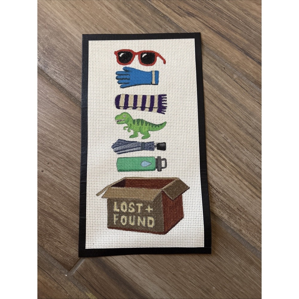 New Hand Painted‎ "Lost And Found" Cross Stitch Needlepoint 6" X 10" 13 Mesh